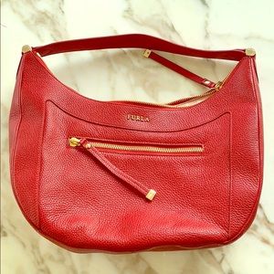 Furla, Ginevra Medium Leather Hobo Bag, Cabernet.